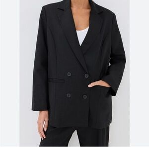 Good American Charcoal Double-Breasted Blazer/Minidress